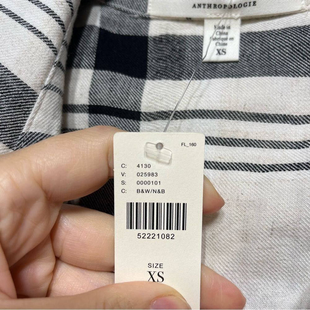 Anthropologie Cloth & Stone Hannah Midi Shirtdress in Black and White XS NWT - Picture 5 of 15